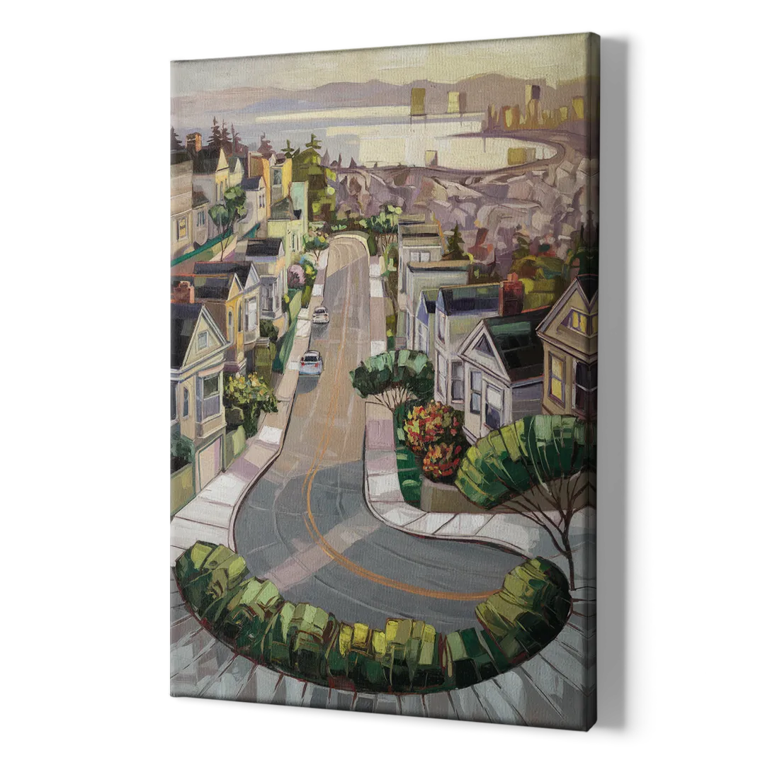 San Francisco Lombard Street Icon - Canvas Print Art Sides