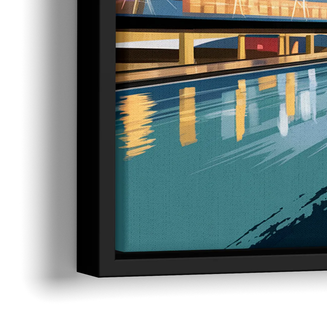 Baltimore Iconic Skyline - Close-Up Black Frame Canvas