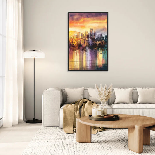 Minneapolis Historic Mill District - Living Room Black Frame Canvas