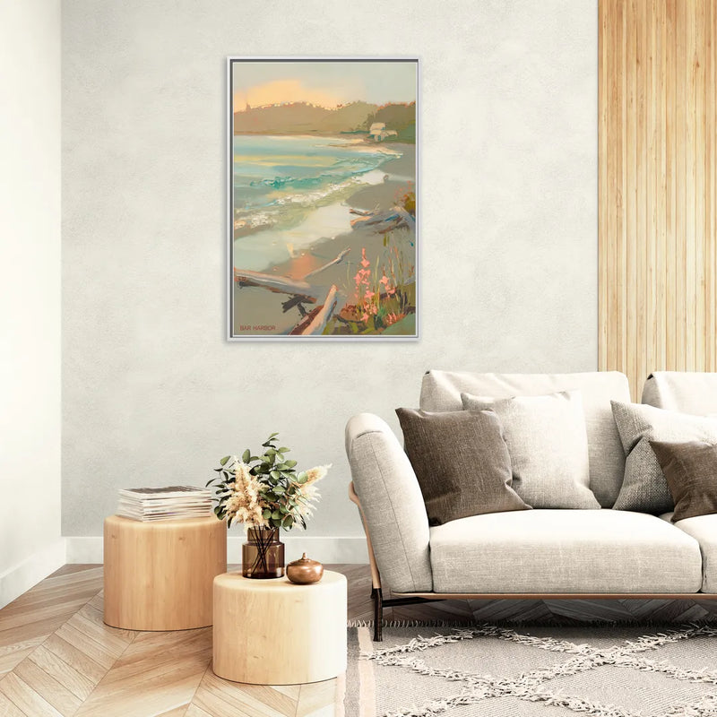Bar Harbor Coastal Serenity - Living Room White Frame Canvas