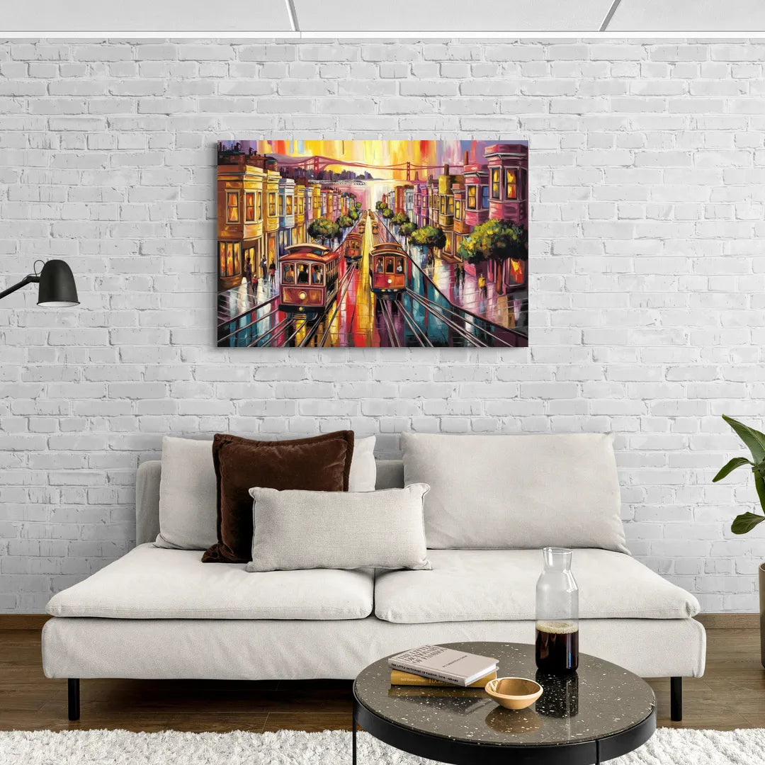 San Francisco Vibrant Streets - Canvas Wall Art Living Room