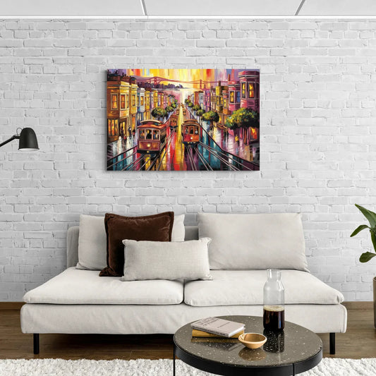 San Francisco Vibrant Streets - Canvas Wall Art Living Room