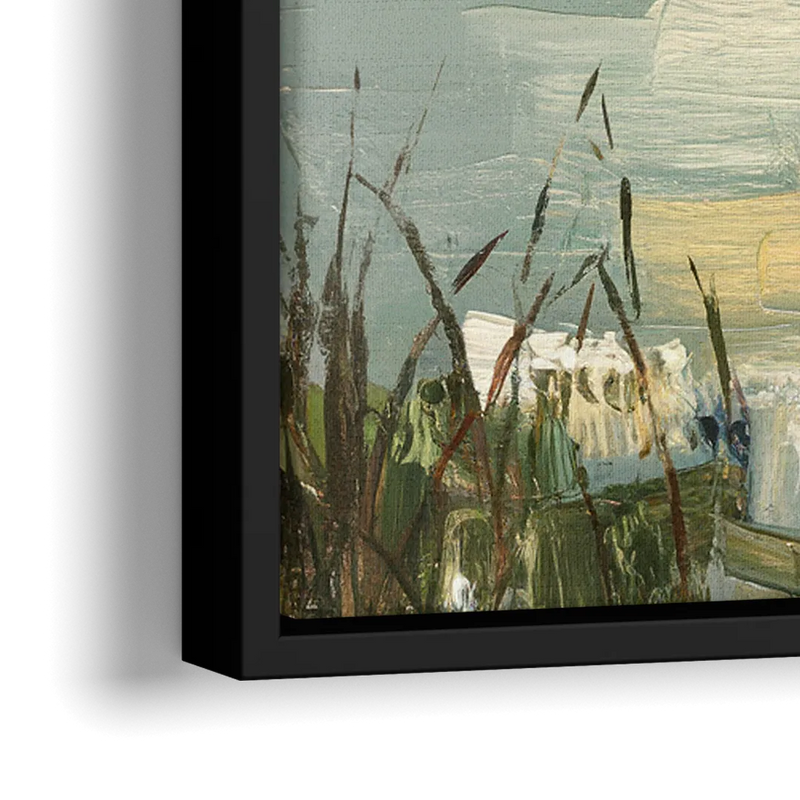 Burlington Peaceful Lakeside - Close-Up Black Frame Canvas