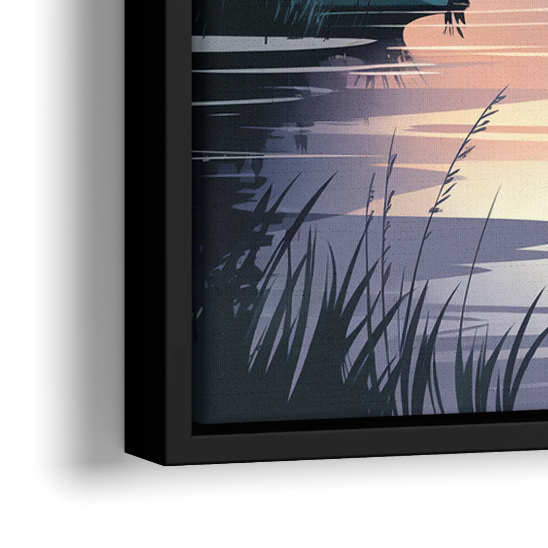 Joseph Serene Waterfront - Close-Up Black Frame Canvas
