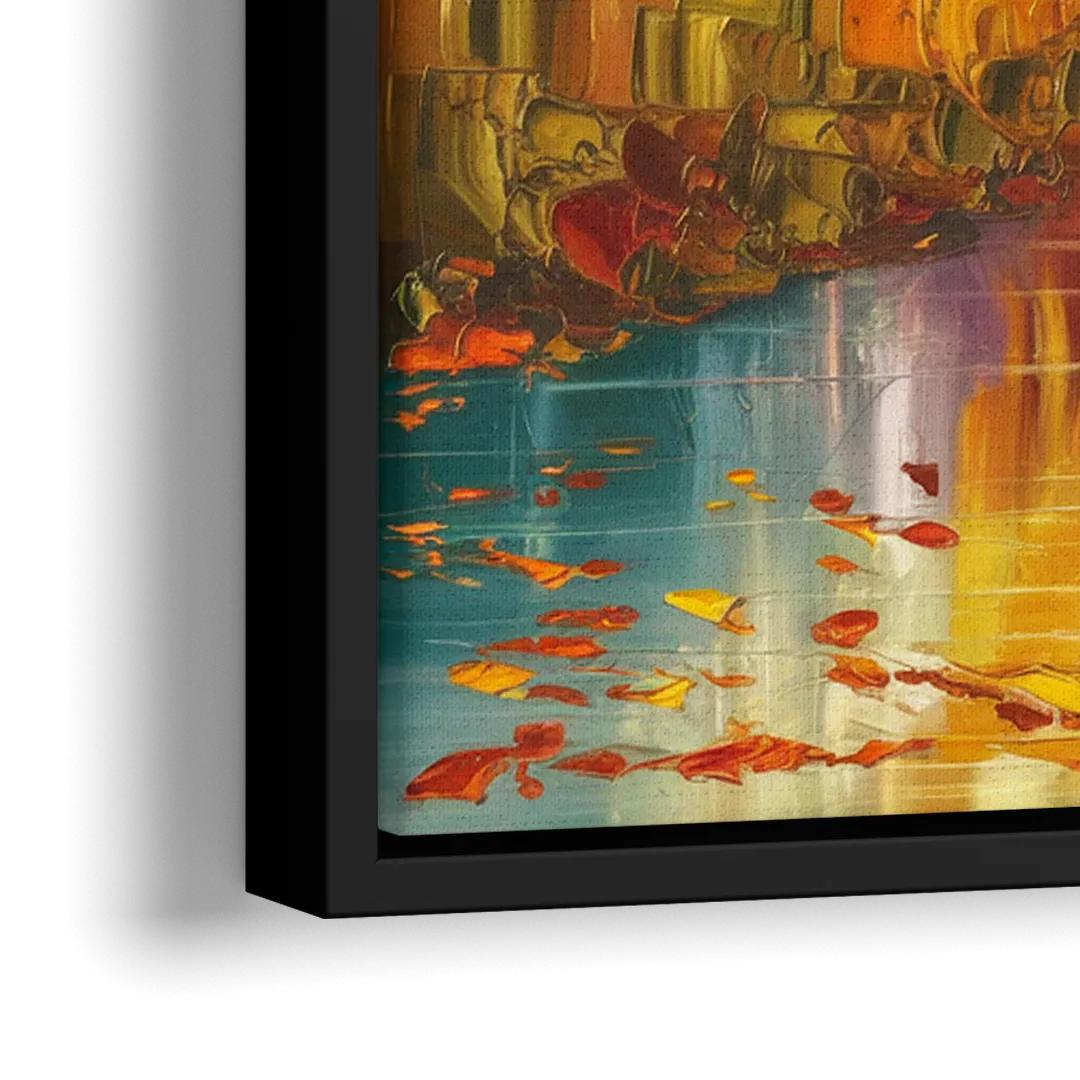 New Hope Autumn Landscape - Close-Up Black Frame Canvas