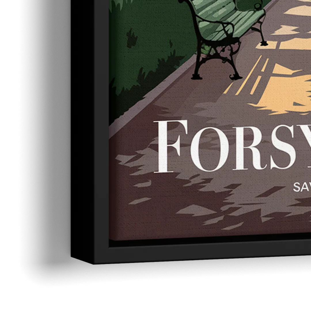 Savannah Forsyth Park Pathway - Close-Up Black Frame Canvas