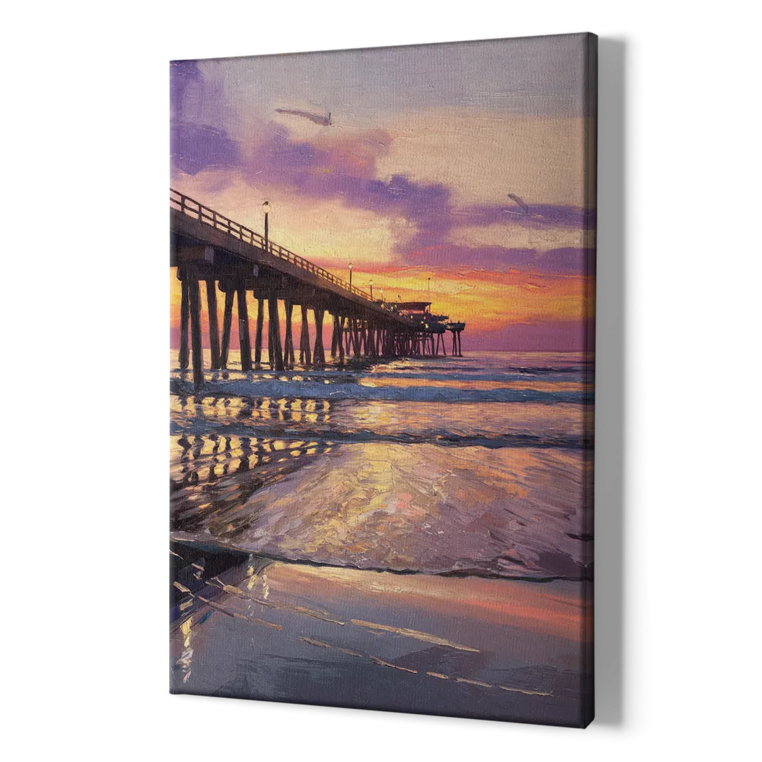 Long Beach Pier at Sunset - Canvas Print Art Sides