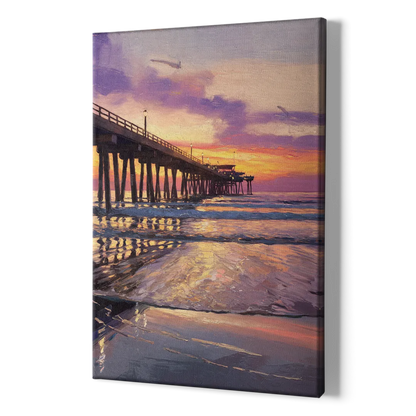 Long Beach Pier at Sunset - Canvas Print Art Sides