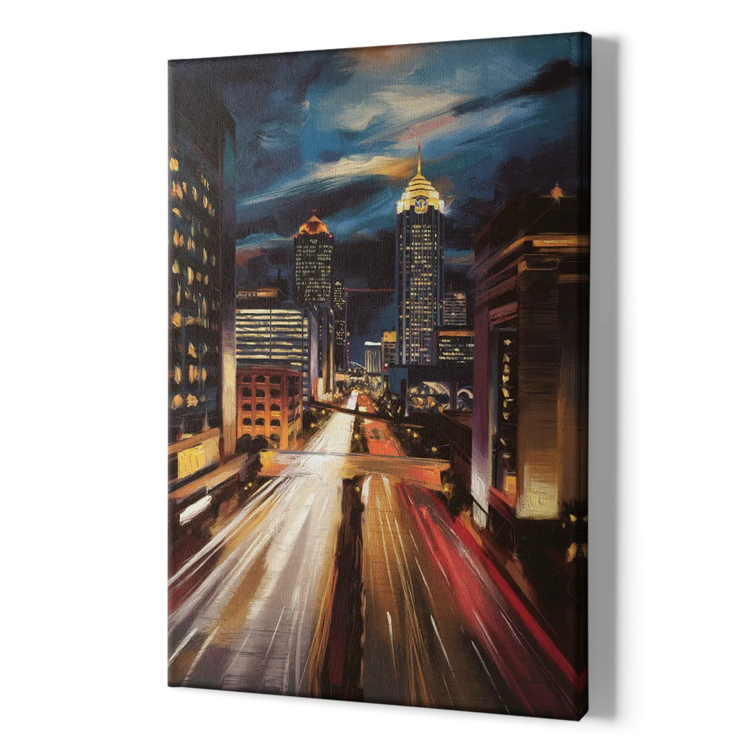 Atlanta Cityscape at Night - Canvas Print Art Sides