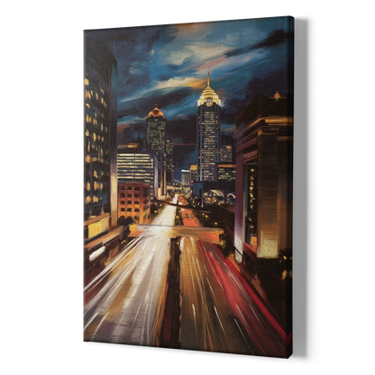 Atlanta Cityscape at Night - Canvas Print Art Sides