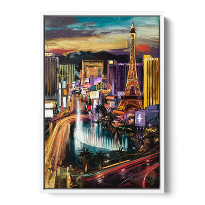 Las Vegas Iconic Strip - White Frame Canvas