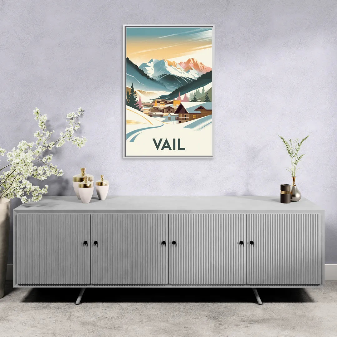Vail Colorado Charm - Living Room White Frame Canvas