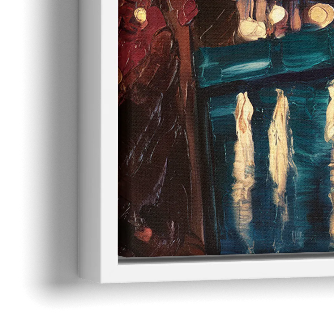 Columbus Nighttime Skyline - Close-Up White Frame Canvas