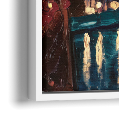 Columbus Nighttime Skyline - Close-Up White Frame Canvas