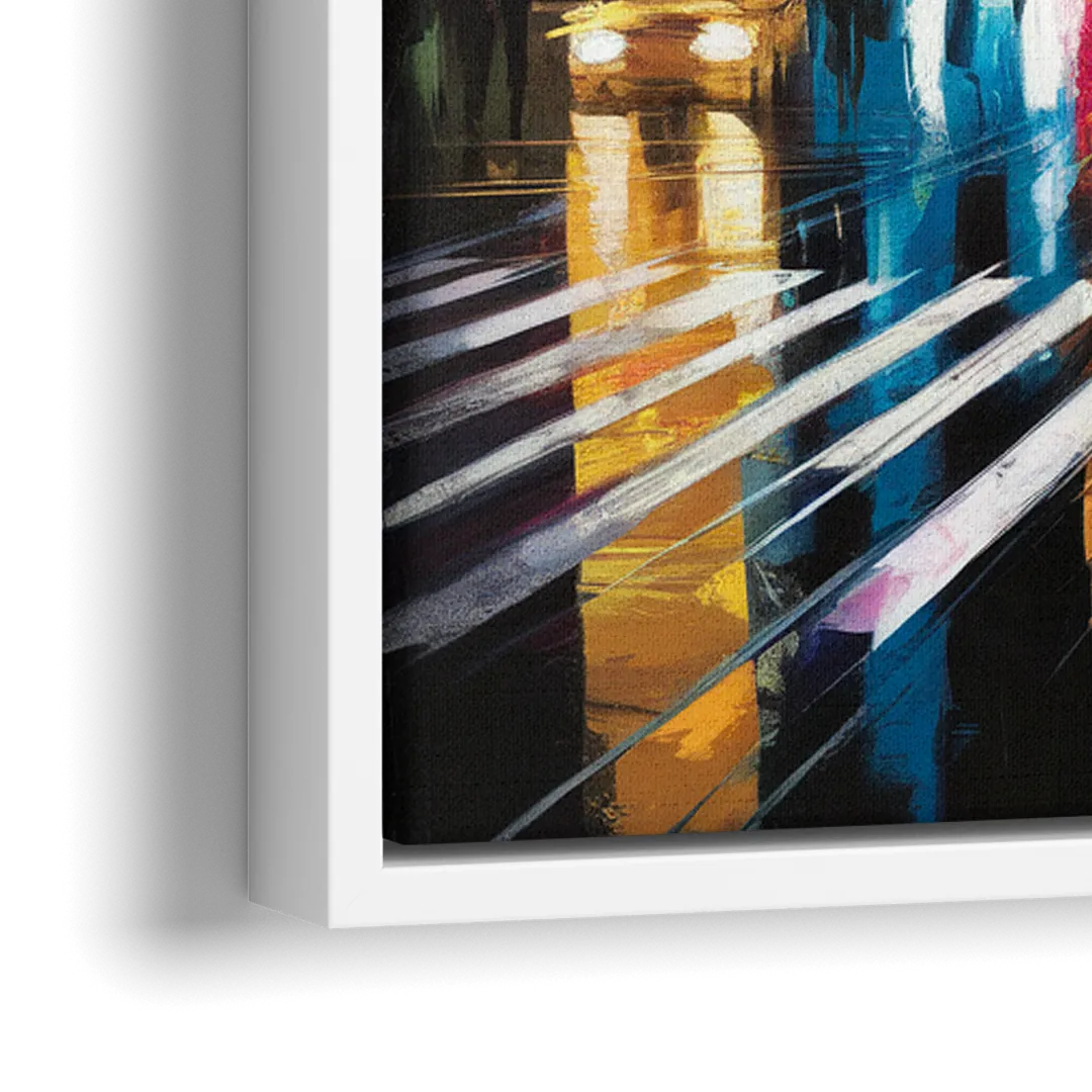 New York City Times Square Lights - Close-Up White Frame Canvas