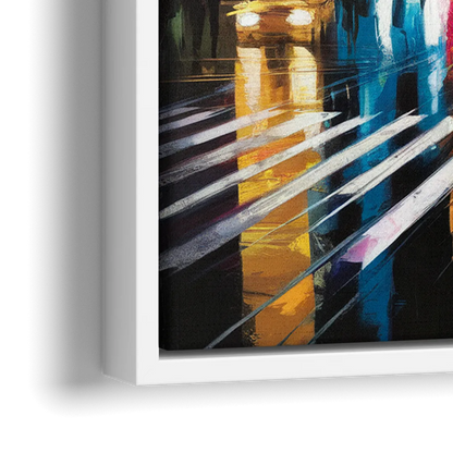 New York City Times Square Lights - Close-Up White Frame Canvas