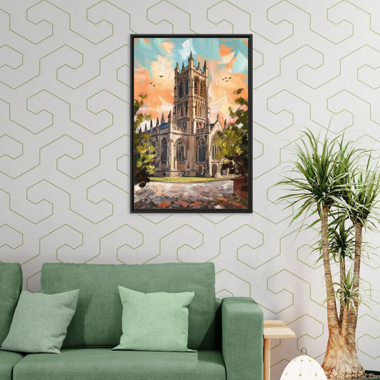 Durham Historic Architecture - Living Room Black Frame Canvas
