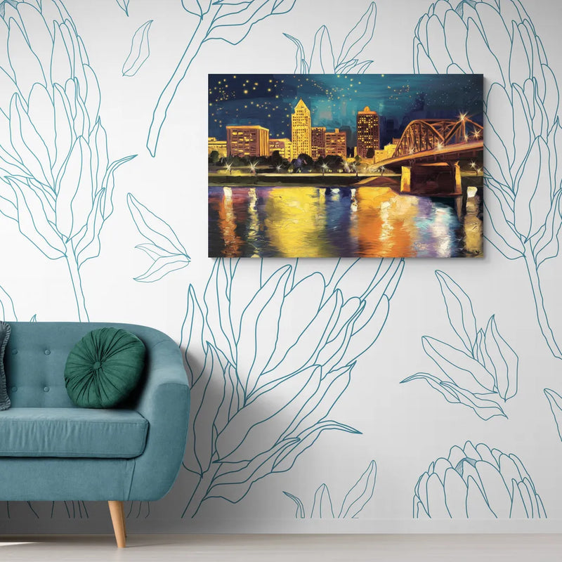 Louisville Cityscape Glow - Canvas Wall Art Living Room