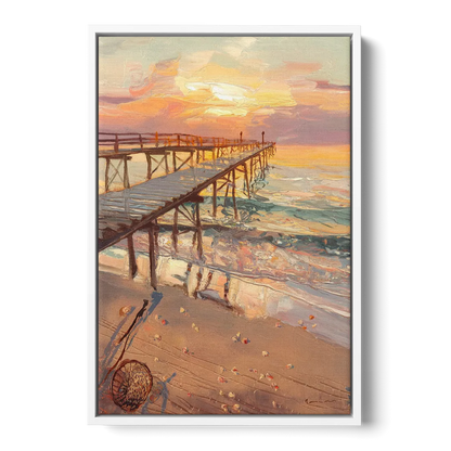 Corpus Christi Fishing Pier - White Frame Canvas