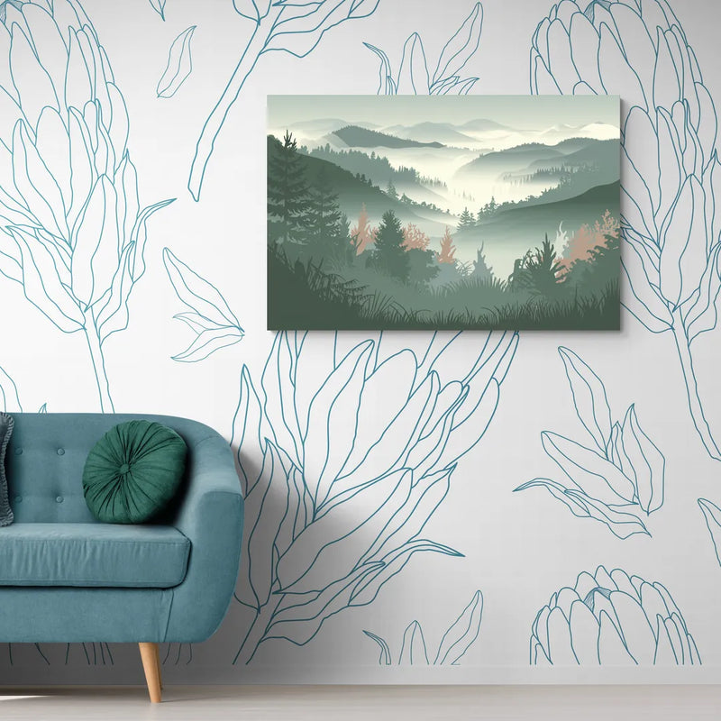 Gatlinburg Misty Mountain Landscape - Canvas Wall Art Living Room