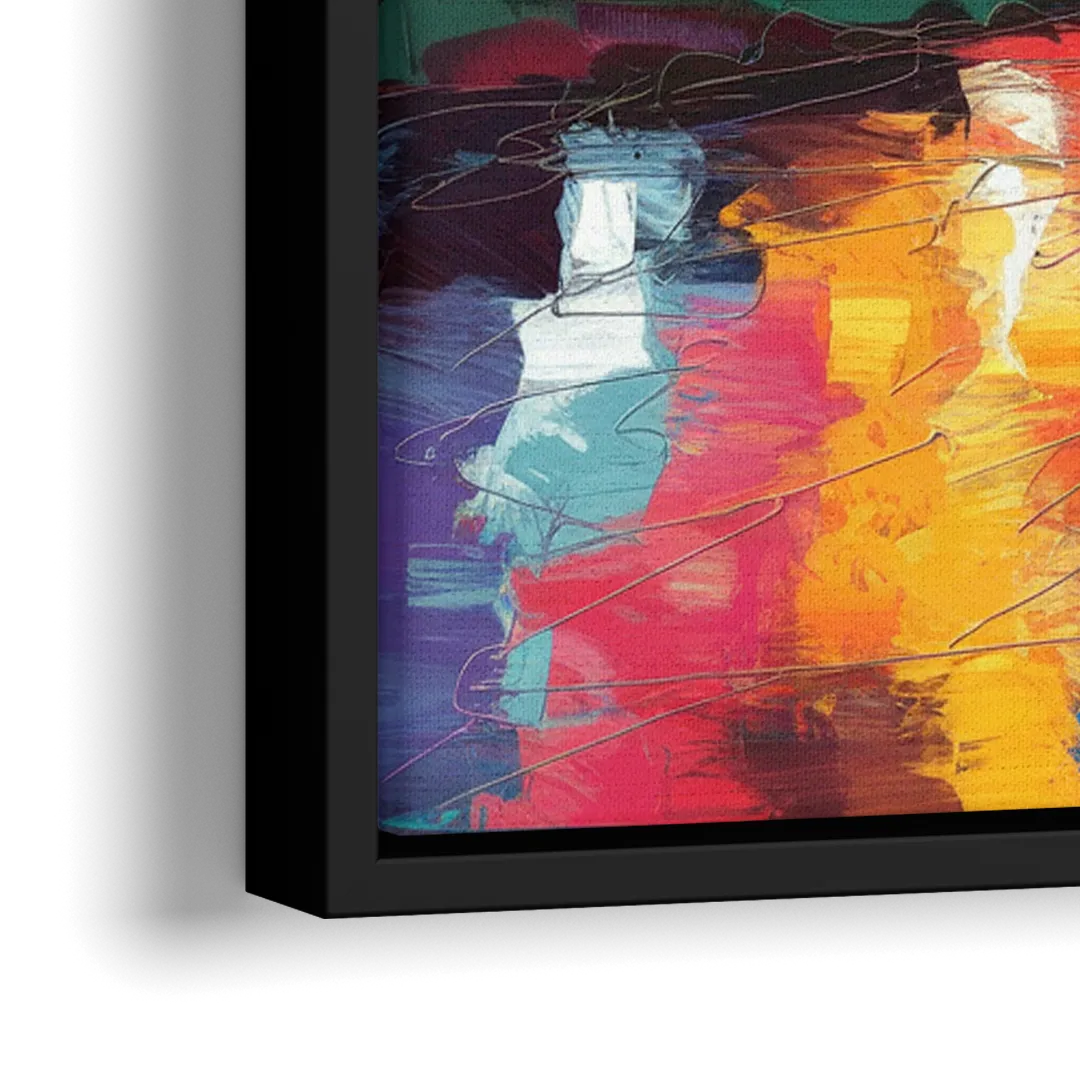 Nashville Vibrant City Energy - Close-Up Black Frame Canvas