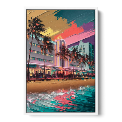 Miami South Beach Charm - White Frame Canvas