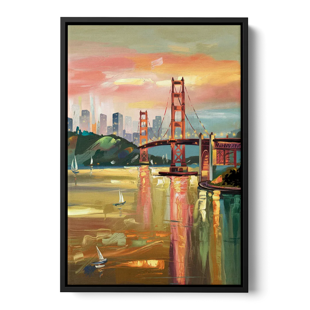 San Francisco Waterfront View - Black Frame Canvas