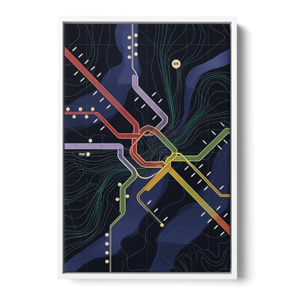 New York City Subway Map - White Frame Canvas