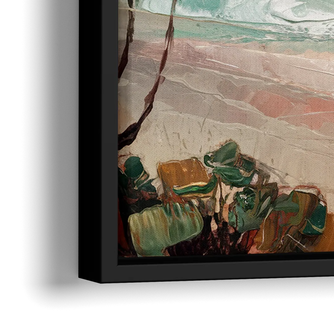 La Jolla Waves And Palms - Close-Up Black Frame Canvas