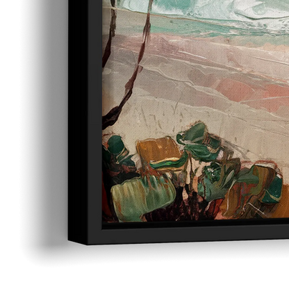 La Jolla Waves And Palms - Close-Up Black Frame Canvas