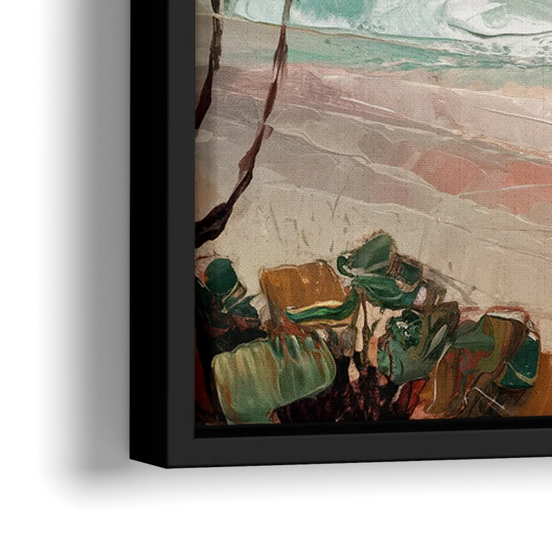 La Jolla Waves And Palms - Close-Up Black Frame Canvas