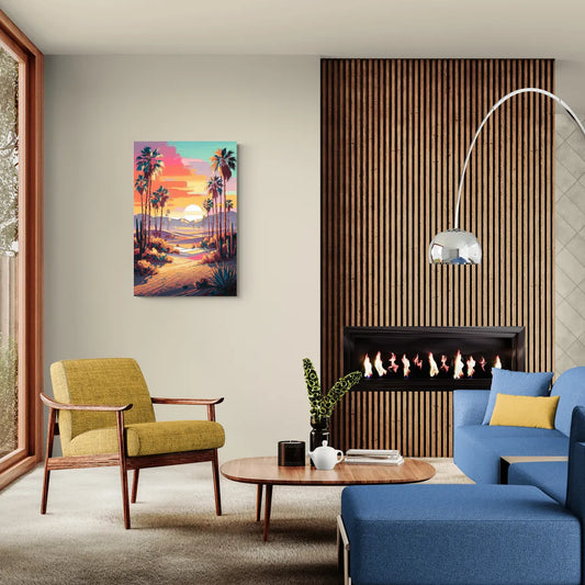 Palm Springs Desert Sunset - Canvas Wall Art Living Room