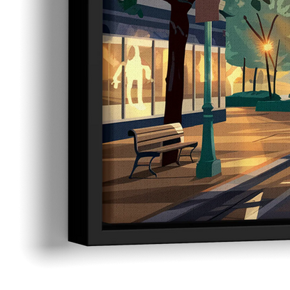 Eugene Cityscape Downtown - Close-Up Black Frame Canvas