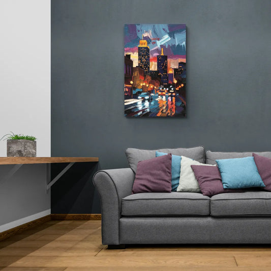 Fort Wayne Downtown Lights - Canvas Wall Art Living Room