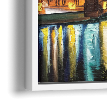Pittsburgh Skyline With Rivers - Close-Up White Frame Canvas