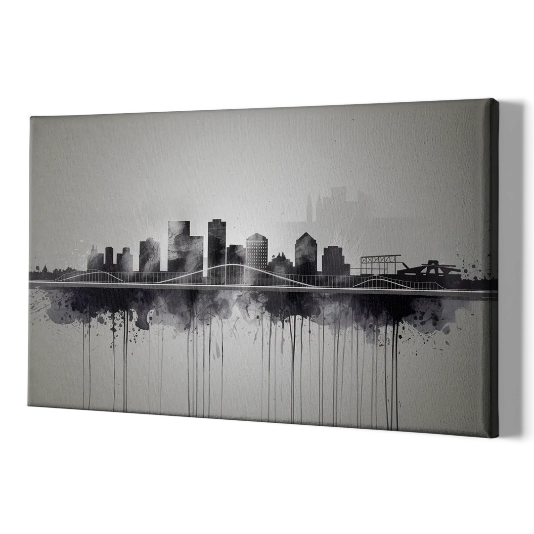 Rochester Cityscape Reflection - Canvas Print Art Sides