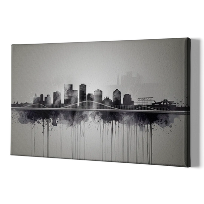 Rochester Cityscape Reflection - Canvas Print Art Sides