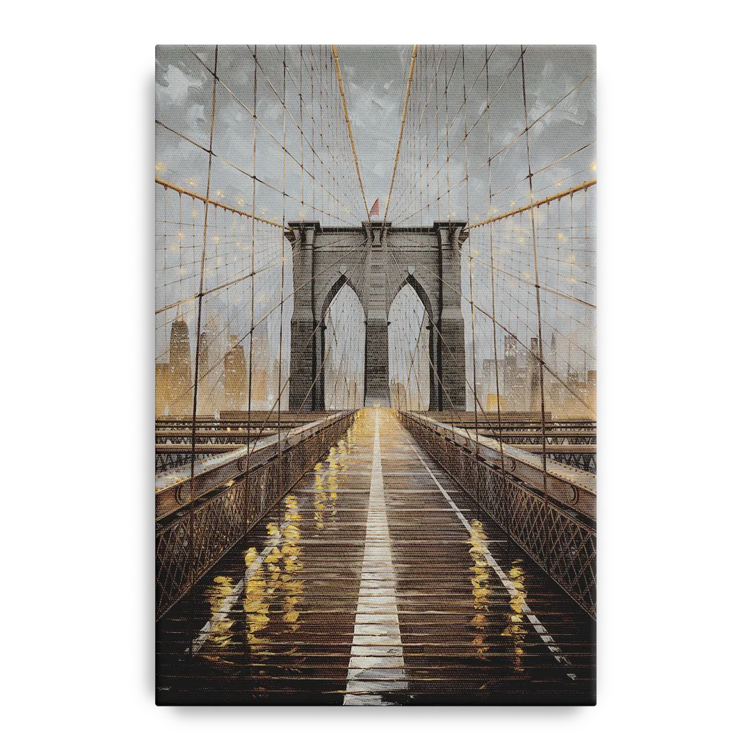 New York City Brooklyn Bridge View - Canvas Wall Art