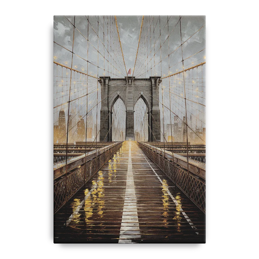 New York City Brooklyn Bridge View - Canvas Wall Art