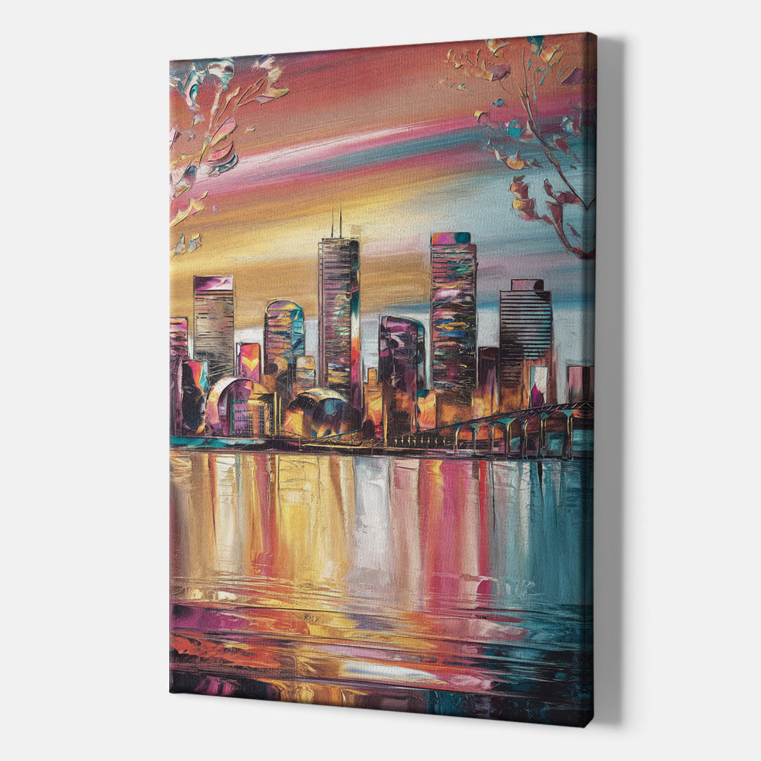 Boston Iconic Skyline Silhouette - Canvas Wall Art Indoor