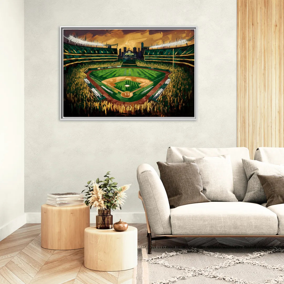 Oakland Athletics Stadium - Living Room White Frame Canvas