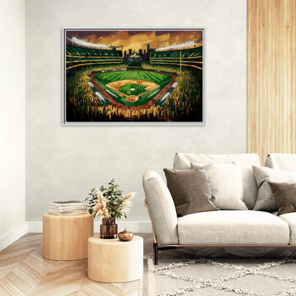 Oakland Athletics Stadium - Living Room White Frame Canvas