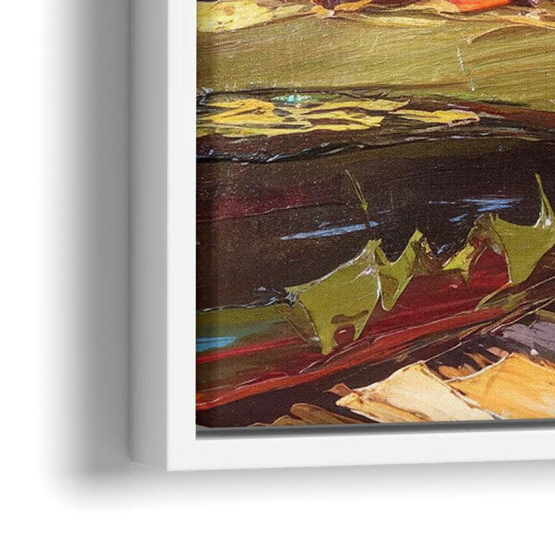 Durham Autumn Colors - Close-Up White Frame Canvas