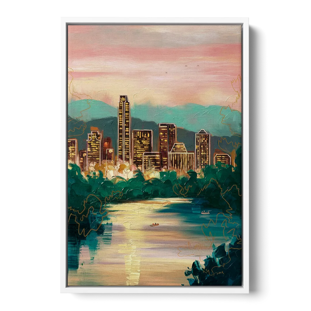 Austin Westlake Hills View - White Frame Canvas