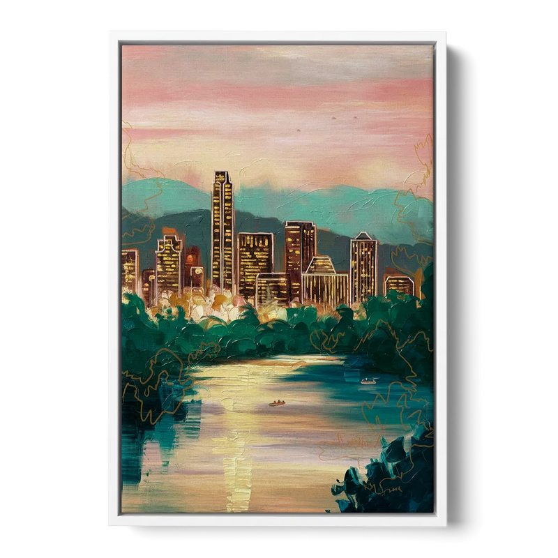 Austin Westlake Hills View - White Frame Canvas