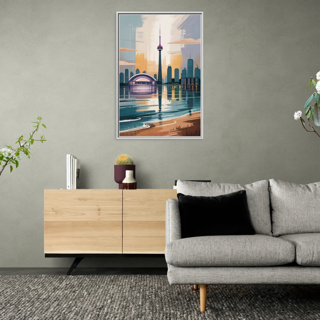 Toronto Waterfront - Living Room White Frame Canvas