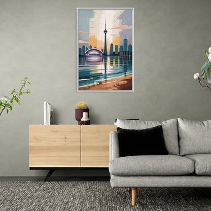 Toronto Waterfront - Living Room White Frame Canvas