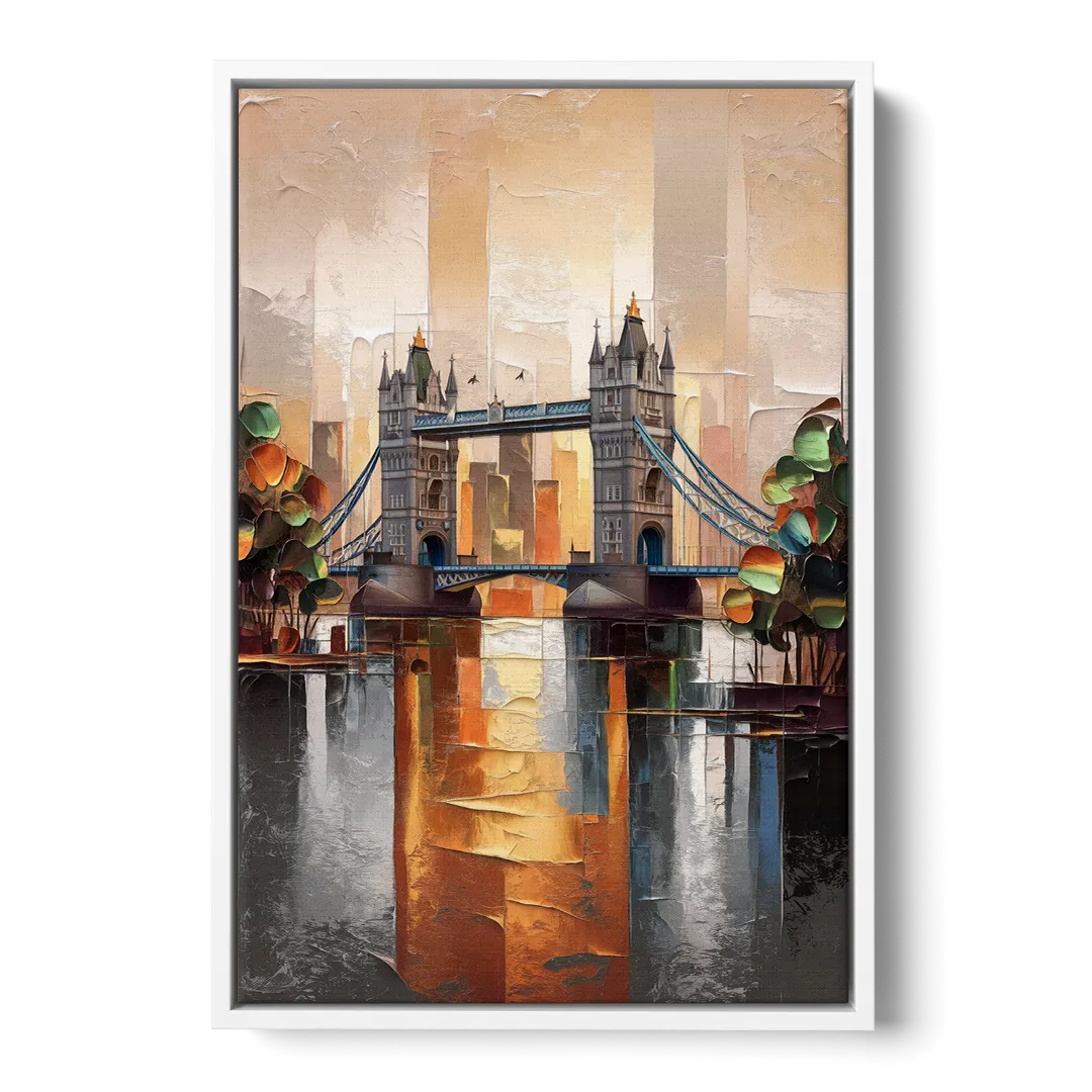 Sacramento Riverfront View - White Frame Canvas