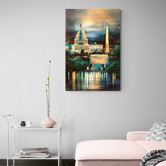Washington DC Historic Landmarks - Canvas Wall Art Living Room