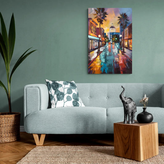 San Jose Vibrant Streets - Canvas Wall Art Living Room